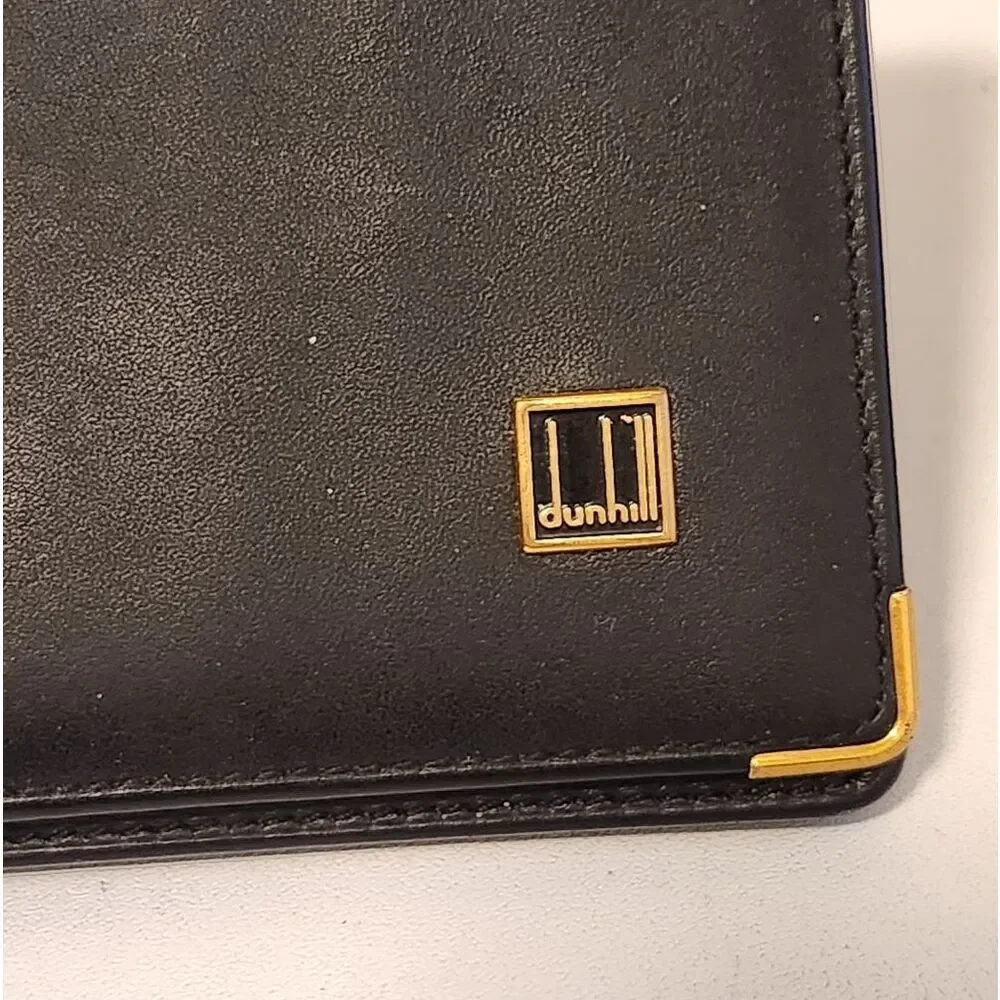 Dunhill Black Leather Long Wallet with Gold Accents